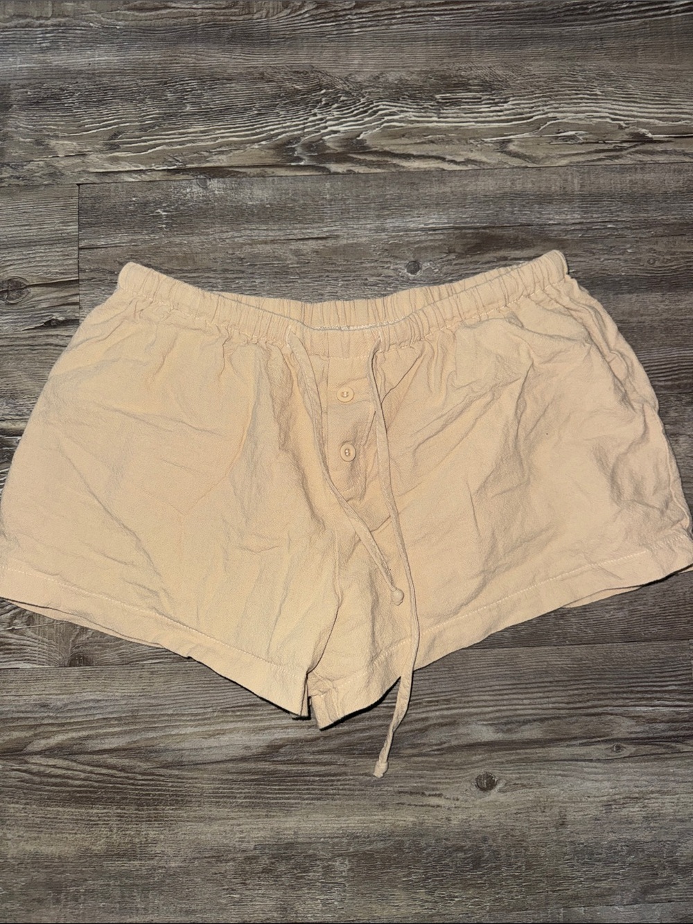 SHEIN Beige Drawstring Button-Front Women’s Shorts